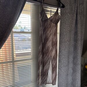 Forever 21 Grey and White Patterned Slip Dress